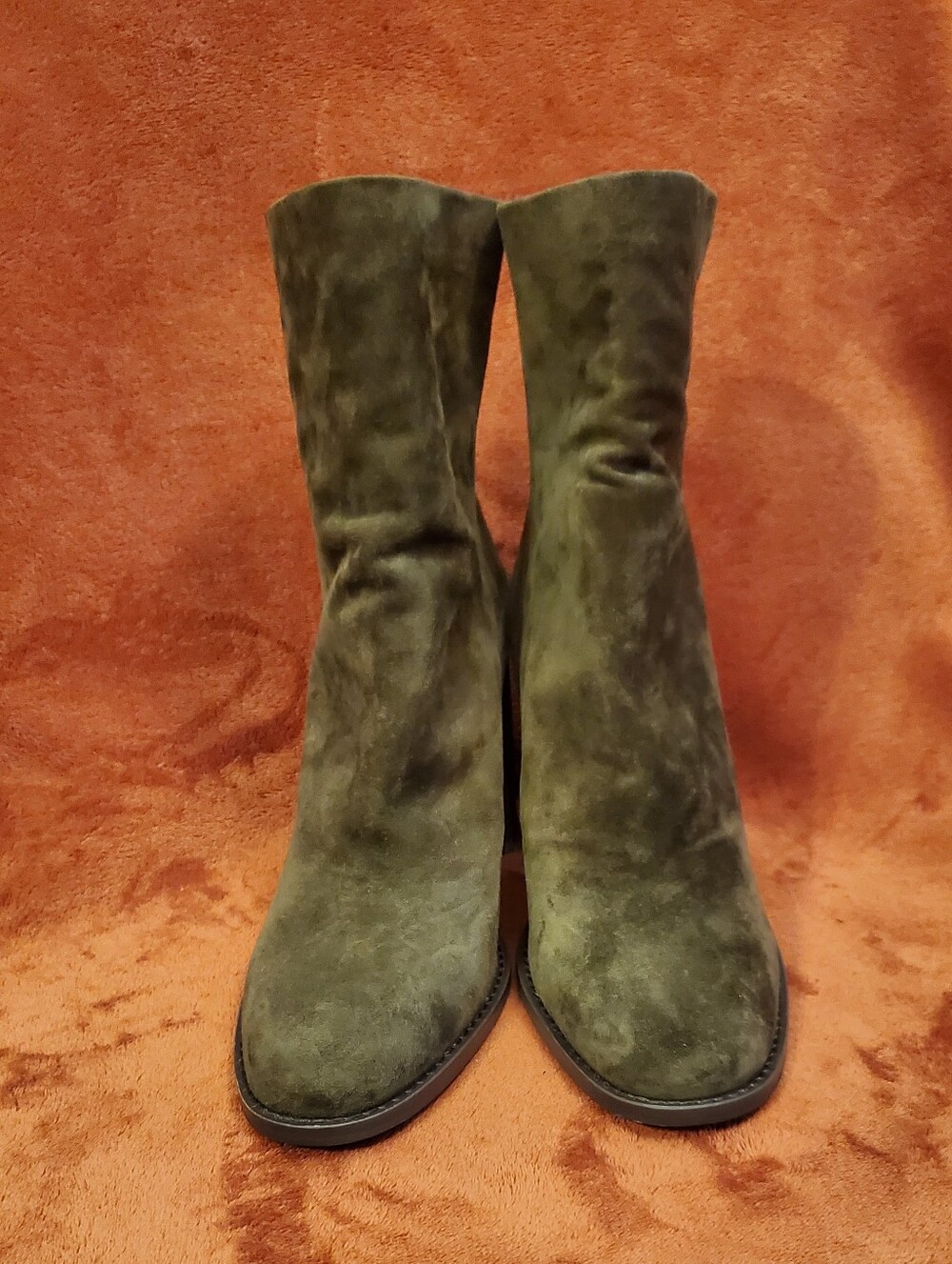 STEVE MADDEN Women's Olive Green Suede Leather Ankle Boots